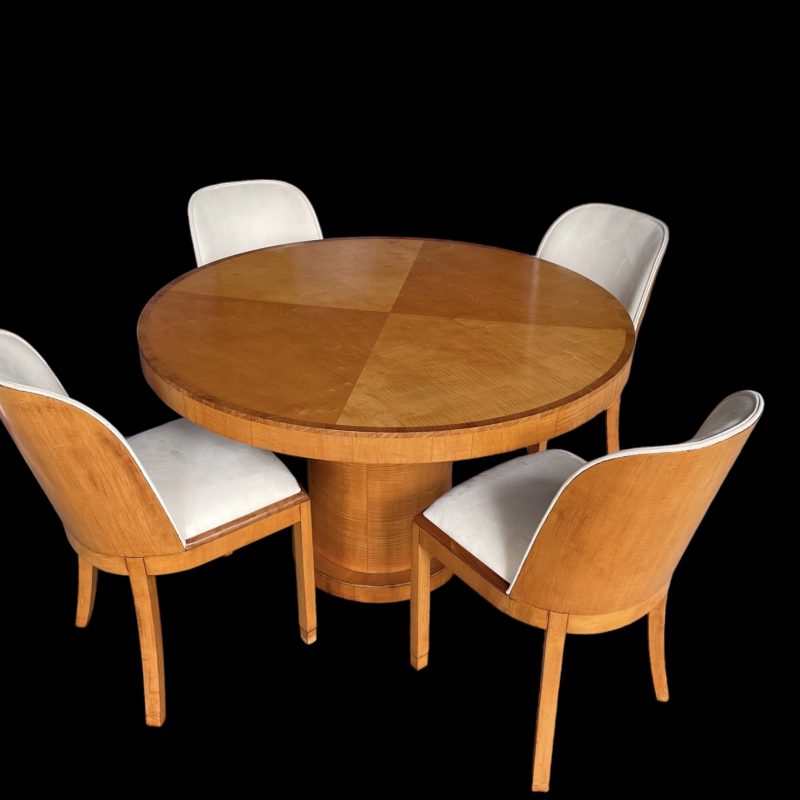Art Deco Round Dining Table And Four Chairs